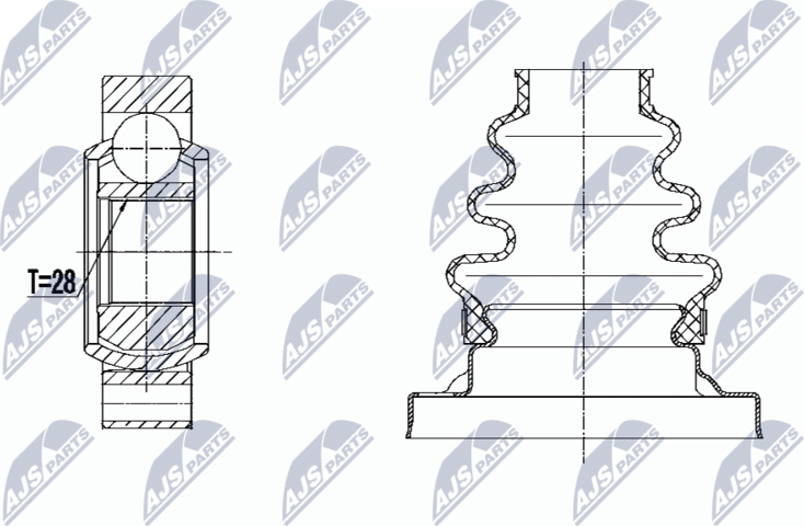 Шрус внутренний (граната) NTY. Артикул NPW-BM-031
