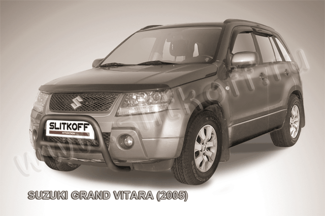 Кенгурятник Slitkoff d57 низкий ЧЕРНЫЙ матовый для Suzuki Grand Vitara III 5-дв. 2005-2008. Артикул SGV05006B