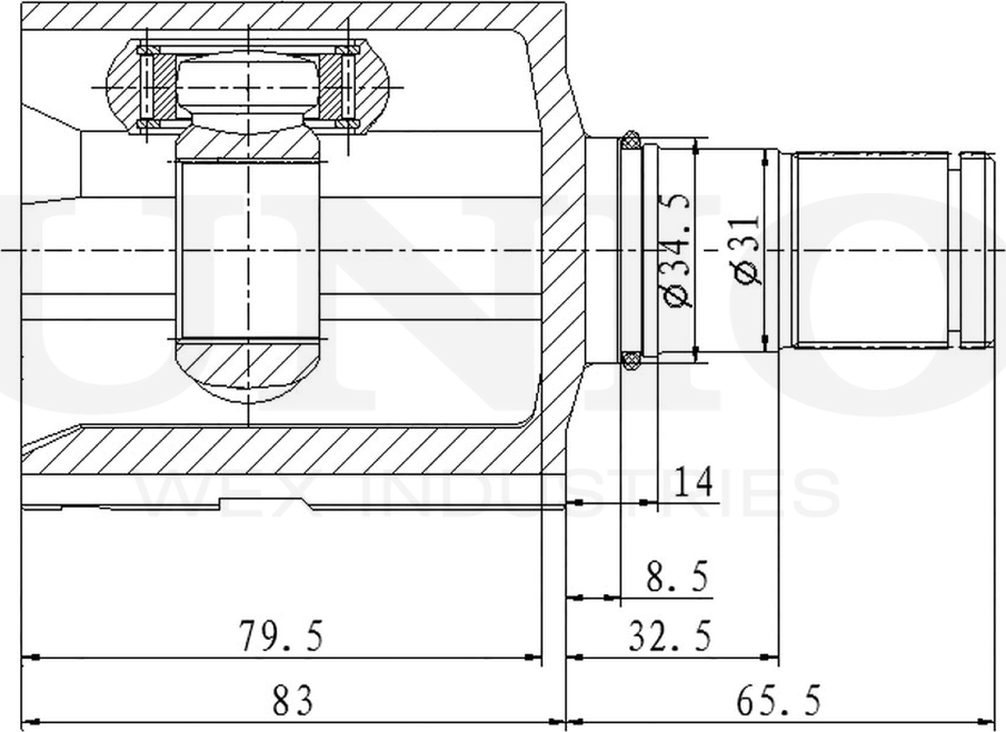 ШРУС внутренний (Unio). Артикул CVJ-30188