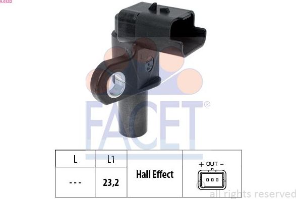 Датчик положения распредвала Facet Made in Italy - OE Equivalent. Артикул 9.0332