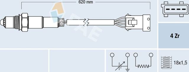 Лямбда-зонд (кислородный датчик) FAE. Артикул 77166