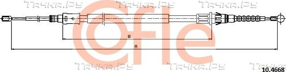 Трос ручника (тросик ручного тормоза) Cofle. Артикул 92.10.4668