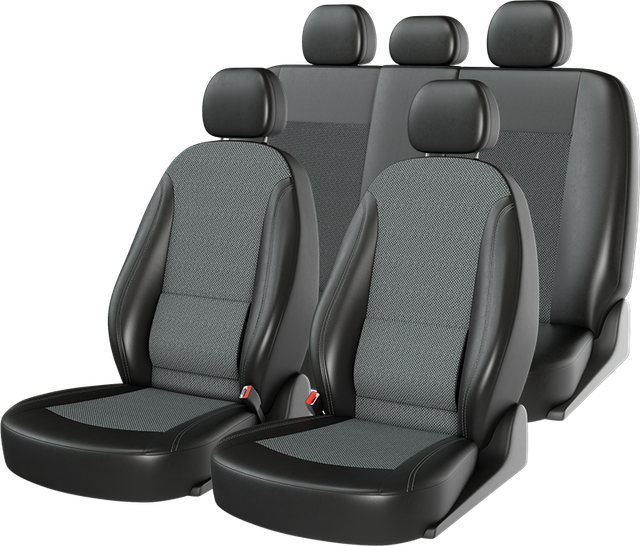 Чехлы универсальные CarFashion Atom Comfort на сидения авто, цвет Черный/Темно серый/Серый. Артикул 10964