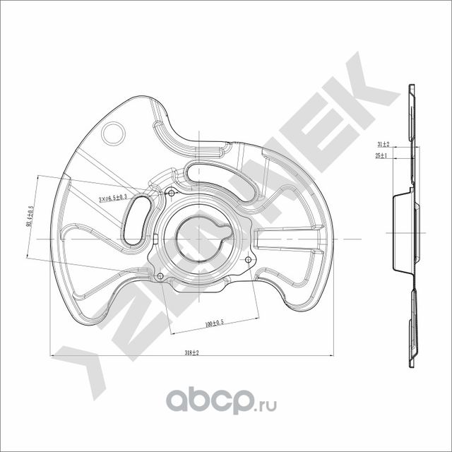 Защита тормозного диска передняя левая MERCEDES W203 00-07 (Zennek). Артикул DCD0086