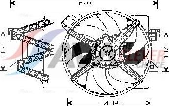 Вентилятор радиатора двигателя AVA для Ford Tourneo Connect I 2002-2013. Артикул FD7514