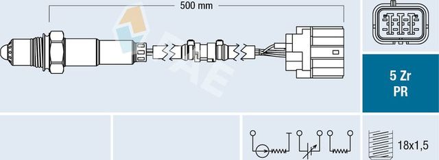 Лямбда-зонд (кислородный датчик) FAE для Honda Civic V 1991-1995. Артикул 75049