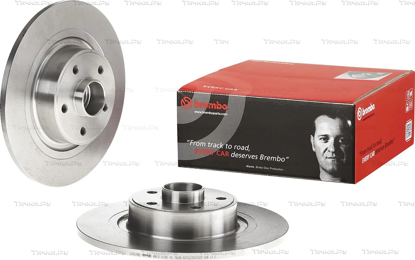 Тормозной диск Brembo PRIME LINE - With Bearing Kit задний для Renault Vel Satis I 2002-2009. Артикул 08.A239.37