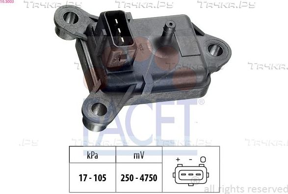 Датчик абсолютного давления (ДАД, MAP) Facet Made in Italy - OE Equivalent для Citroen ZX 1991-1997. Артикул 10.3003