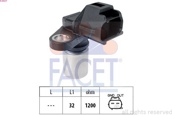 Датчик положения распредвала Facet Made in Italy - OE Equivalent. Артикул 9.0637