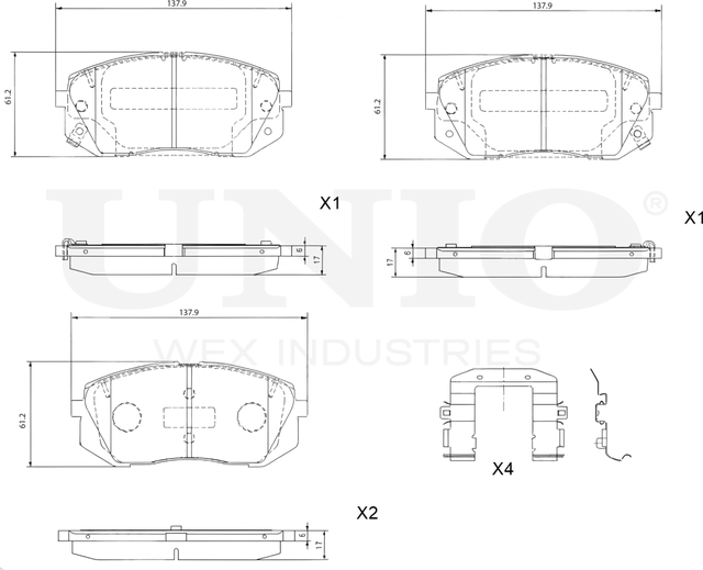 Колодки тормозные дисковые, комплект (Unio). Артикул BRP-20463