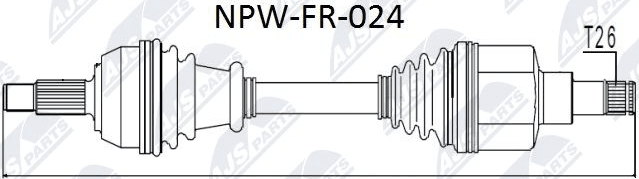 Полуось (привод в сборе, приводной вал) NTY левая для Ford Galaxy II 2006-2015. Артикул NPW-FR-096