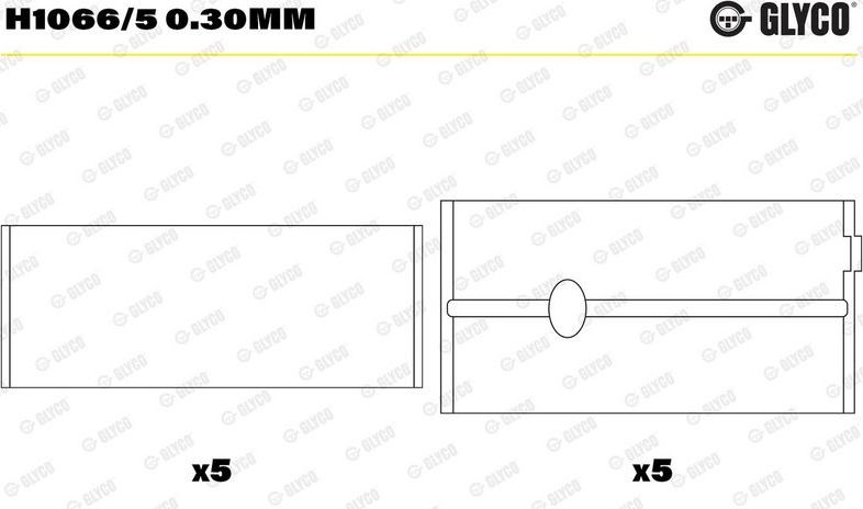 Вкладыши коренные Glyco для Citroen C2 2003-2009. Артикул H1066/5 0.30mm