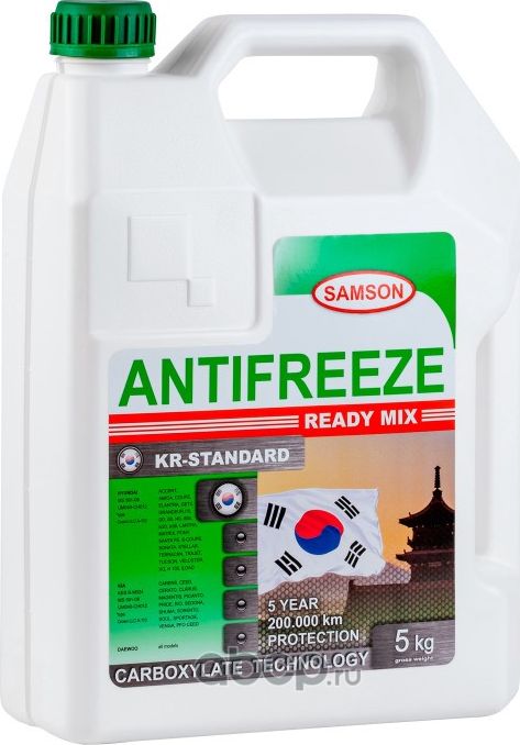 Антифриз, готовый раствор KOREA-Standard зелёный -37°C, 5кг (Samson). Артикул 803405