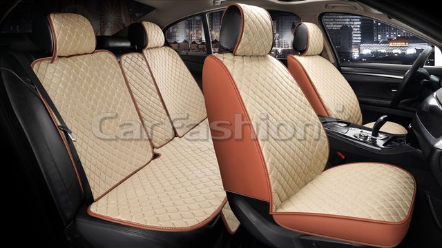 Накидки универсальные CarFashion Derby для авто, цвет Бежевый/Кофе/Бежевый. Артикул 22656