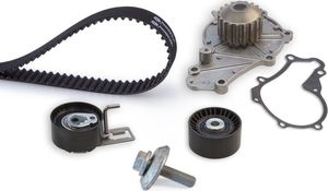Помпа (водяной насос) с комплектом ремня ГРМ Gates PowerGrip® для Citroen C4 Cactus I 2014-2025. Артикул KP15656XS