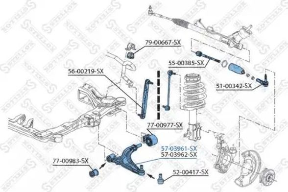 Поперечный рычаг передней подвески Stellox (алюминий). Артикул 57-03961-SX