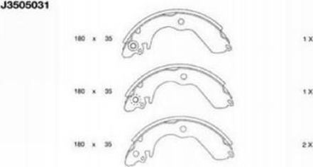 Тормозные колодки Nipparts задние для Mitsubishi Lancer VII 1995-2003. Артикул J3505031