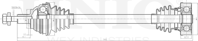 Вал приводной (Unio). Артикул CVJ-10120