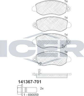 Тормозные колодки Icer. Артикул 141367-701