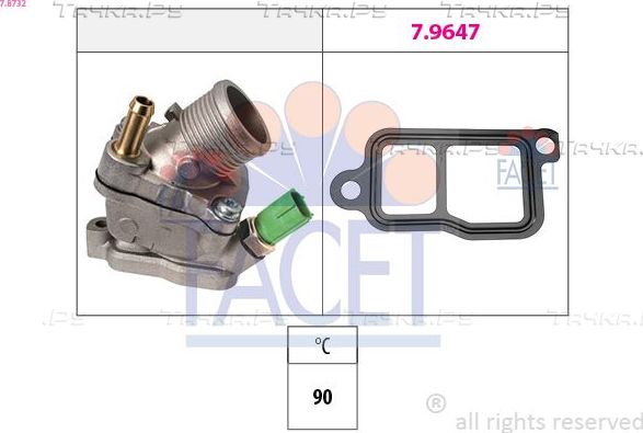 Термостат Facet Made in Italy - OE Equivalent для Volvo C30 I 2006-2012. Артикул 7.8732