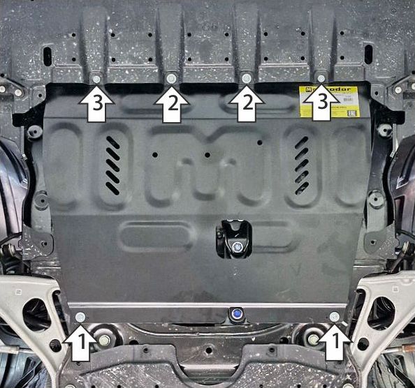 Защита Мотодор для картера и КПП Mitsubishi Outlander IV (для авто из Китая) 2023-2026. Артикул 71305