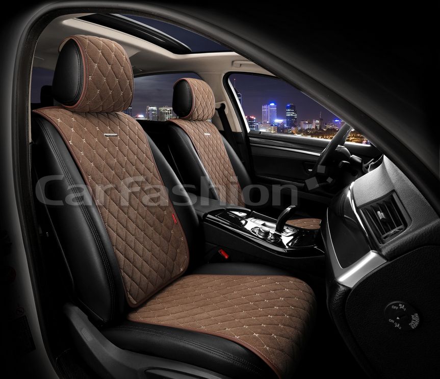 Накидки универсальные CarFashion Bullet Front на передние сидения авто, цвет Коричневый/Коричневый/Бежевый. Артикул 26186