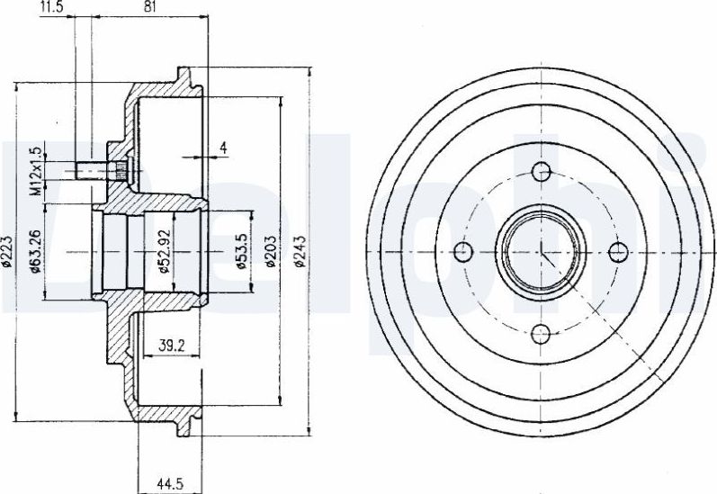Тормозной барабан Delphi. Артикул BF402