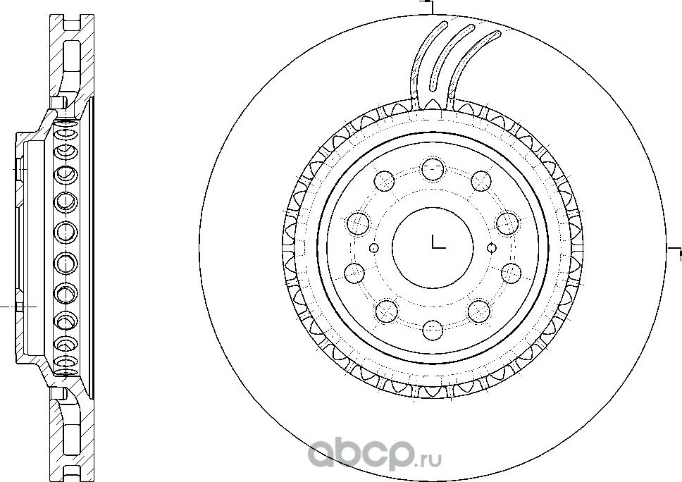 Диск тормозной вентилируемый (G-Brake). Артикул GR21092