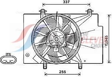 Вентилятор радиатора двигателя AVA (полимерный материал) для Ford B-MAX 2012-2018. Артикул FD7557