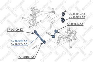 Поперечный рычаг задней подвески Stellox левый нижний для Volkswagen Passat B6 2005-2010. Артикул 57-00098-SX
