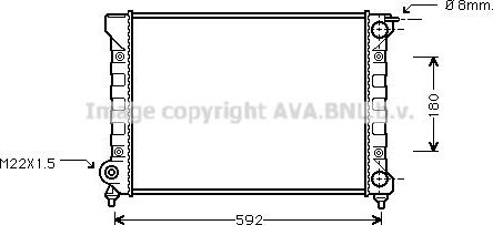 Радиатор охлаждения двигателя AVA для Volkswagen Santana 1982-1983. Артикул VNA2045