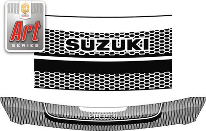 Дефлектор СА Пластик для капота (Серия Art черная) Suzuki Swift 2011-2017. Артикул 2010011507182