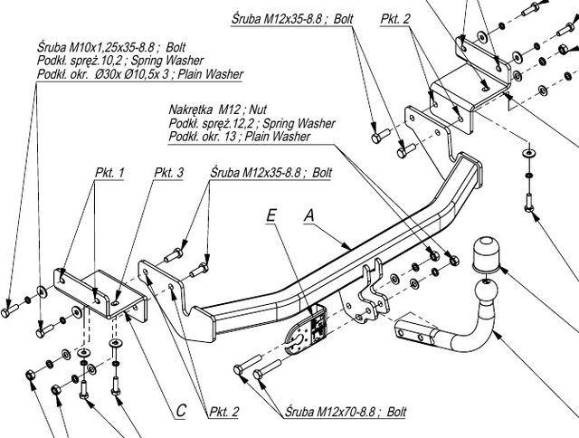 Фаркоп Imiola для Hyundai i30 II 2011-2017 хэтчбек 5 дверей. Артикул J.047