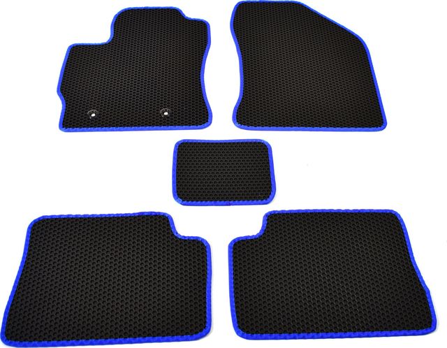 Коврики резиновые Avtodriver SOTA для салона Toyota Corolla E160 2013-2019 Черные, синий кант. Артикул EVAS.0642.03