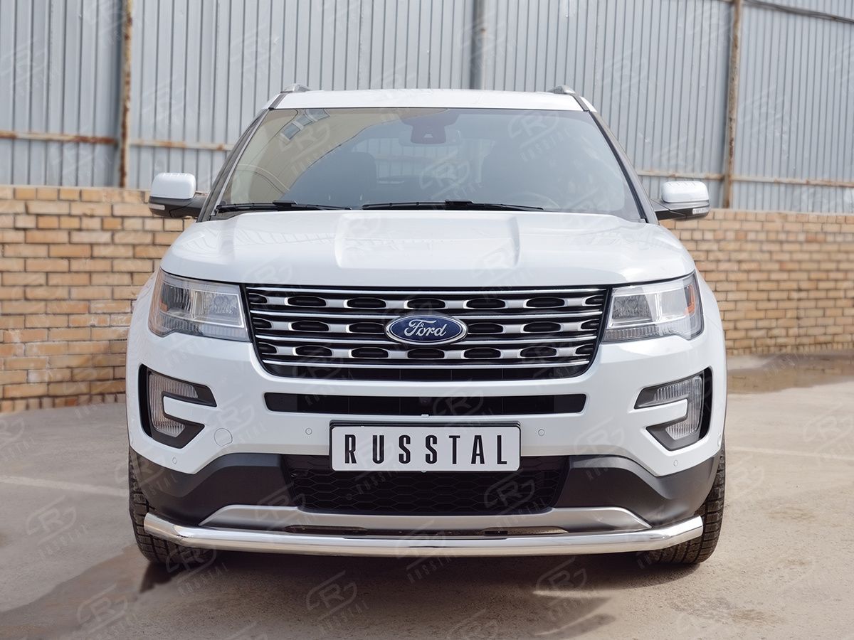 Защита RusStal переднего бампера d63 секции для Ford Explorer V 2015-2017. Артикул FEZ-002657