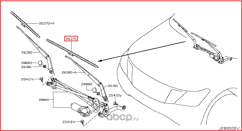 Щетки стеклоочистителя (дворники) Nissan. Артикул 288901LB0A