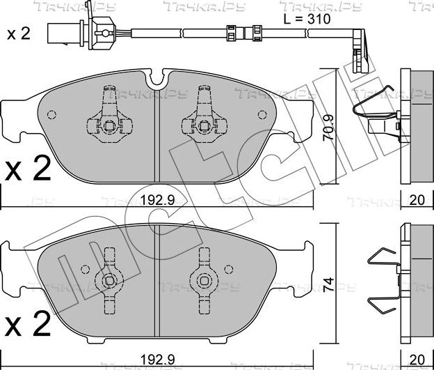 Тормозные колодки Metelli передние для Audi A8 III (D4) 2010-2018. Артикул 22-0953-0K