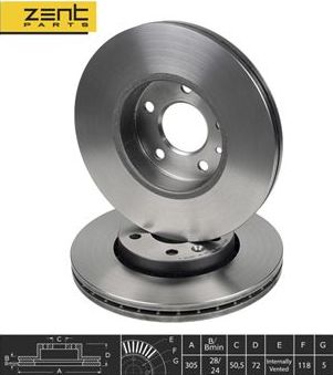 Тормозной диск Zentparts. Артикул Z06174