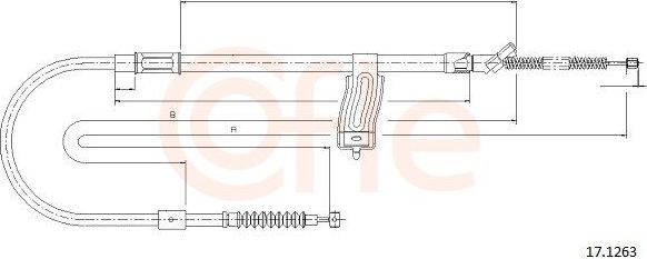 Трос ручника (тросик ручного тормоза) Cofle. Артикул 92.17.1263