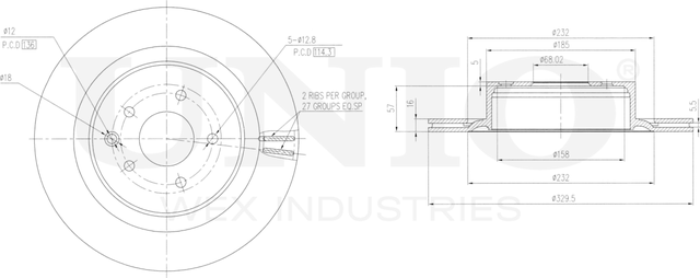 Диск тормозной (Unio). Артикул BRD-20454