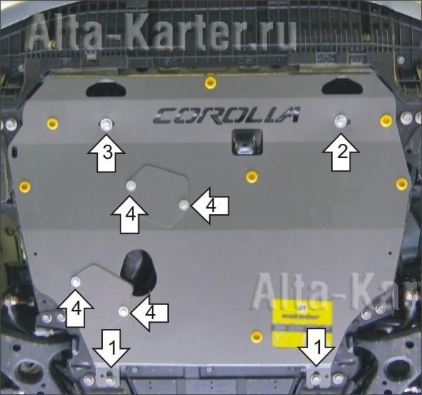 Защита Мотодор для картера, КПП Toyota Corolla E150 2007-2013. Артикул 02537