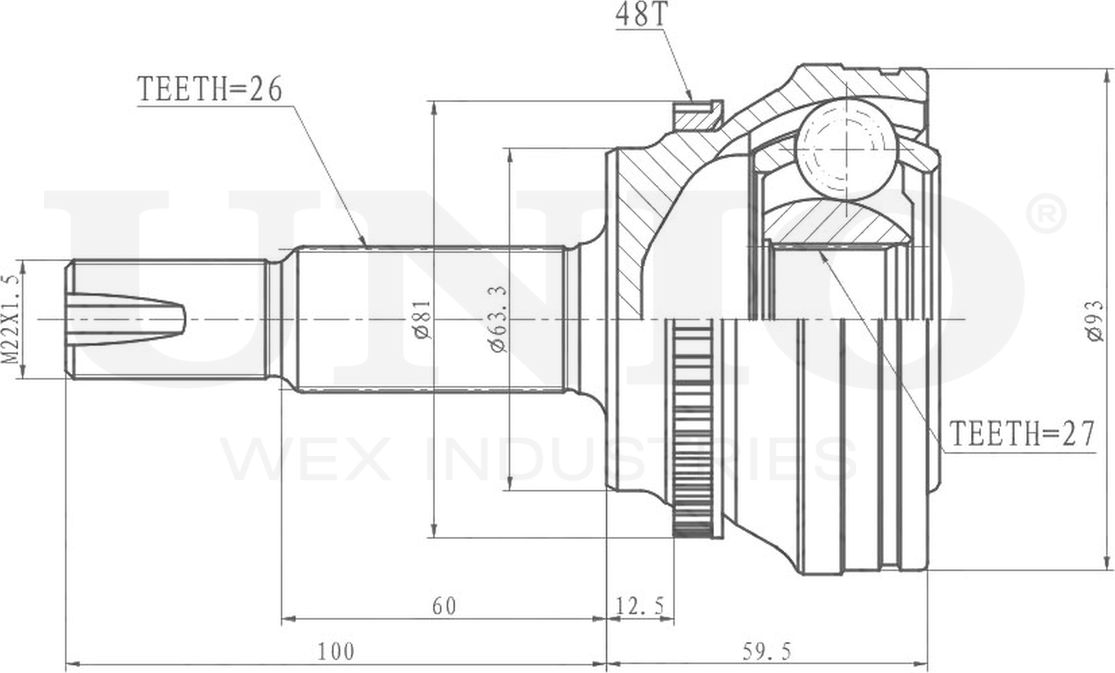 ШРУС наружный (Unio). Артикул CVJ-20160