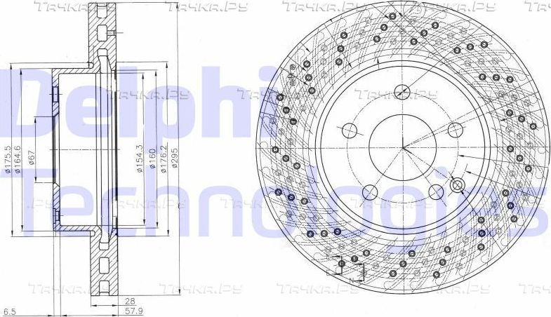 Тормозной диск Delphi передний для Mercedes-Benz C-Класс III (W204, C204) 2007-2015. Артикул BG4142