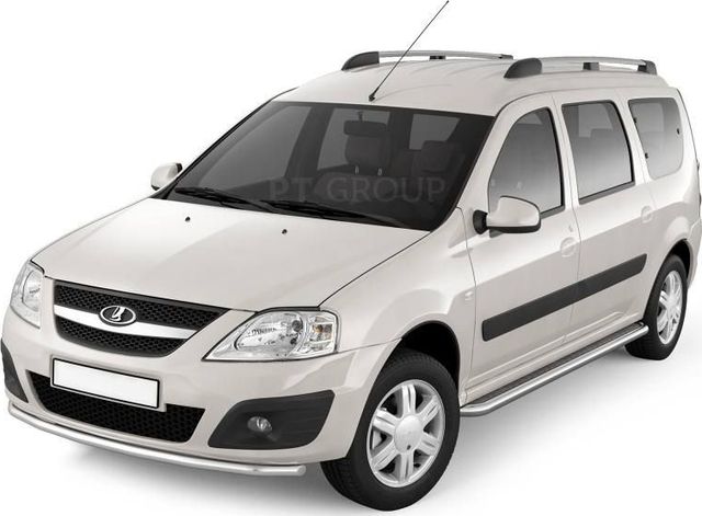 Защита порогов PT Group с алюм. площадкой d51 (НПС) для Lada Largus 2012-2026. Артикул LLA220302