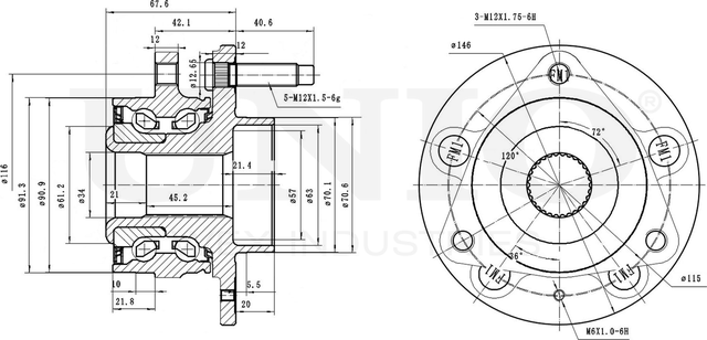 Ступица колеса с интегрированным подшипником (Unio). Артикул HUB-20198