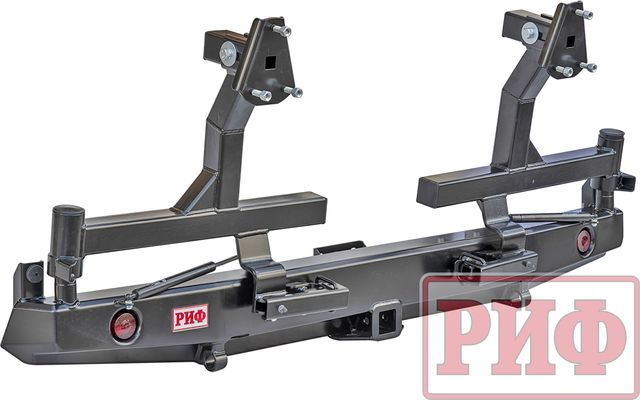 Бампер силовой РИФ задний с квадратом под фаркоп, 2-мя калиткаи и фонарями, лифт 65 мм для УАЗ Буханка 3741, 3909, 2206, 3962 1990-2026. Артикул RIF452-22122