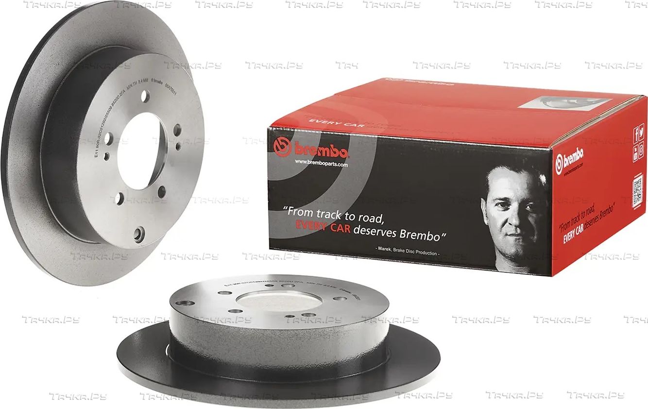 Тормозной диск Brembo UV Coated задний для Mitsubishi Lancer X 2007-2017. Артикул 08.A755.11