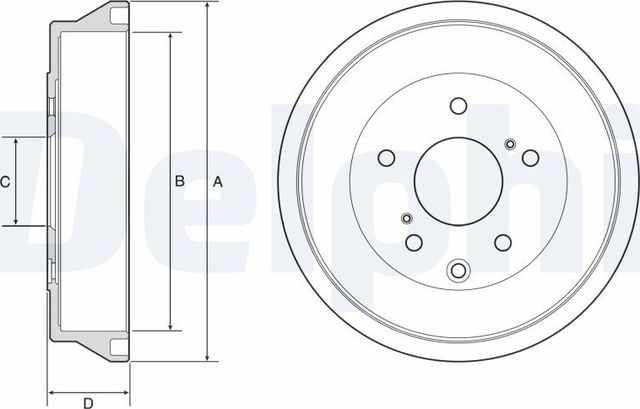 Тормозной барабан Delphi задний для Nissan Juke I 2010-2019. Артикул BF636