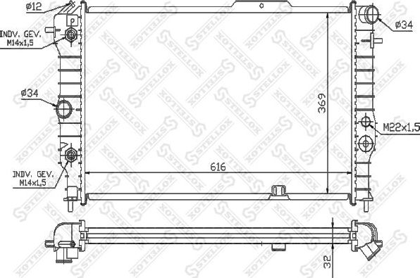 Радиатор охлаждения двигателя Stellox. Артикул 10-26012-SX