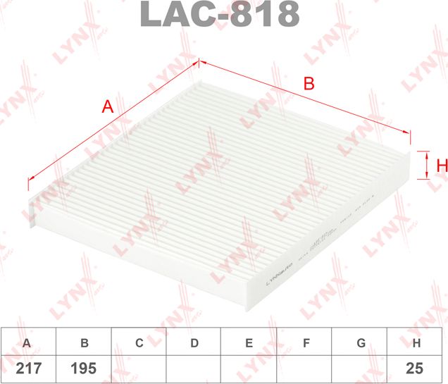 Салонный фильтр LYNXauto для Dodge Caliber I 2006-2013. Артикул LAC-818